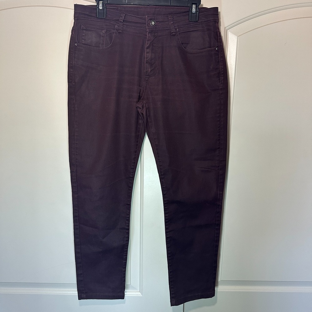 KiP‎ Cotton Blend Trousers Mens 30 Damson Burgundy Woven Pants Durable Plain